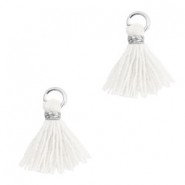 Ibiza style mini Tassel 1cm Silver-white